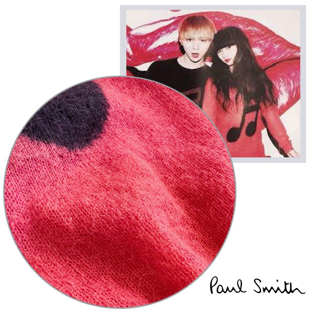 希少•完売品【音符柄×ピンク／モヘア60%】ポールスミス／シャギーニットセーター