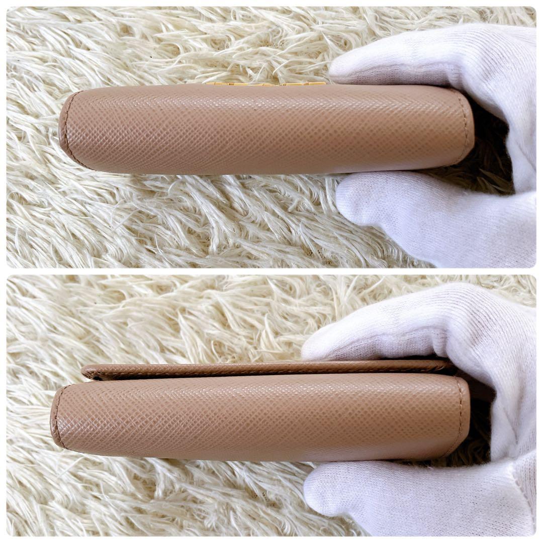 美品✨ギャランティ箱付 プラダ サフィアーノ キーリング付4連キーケースベージュ