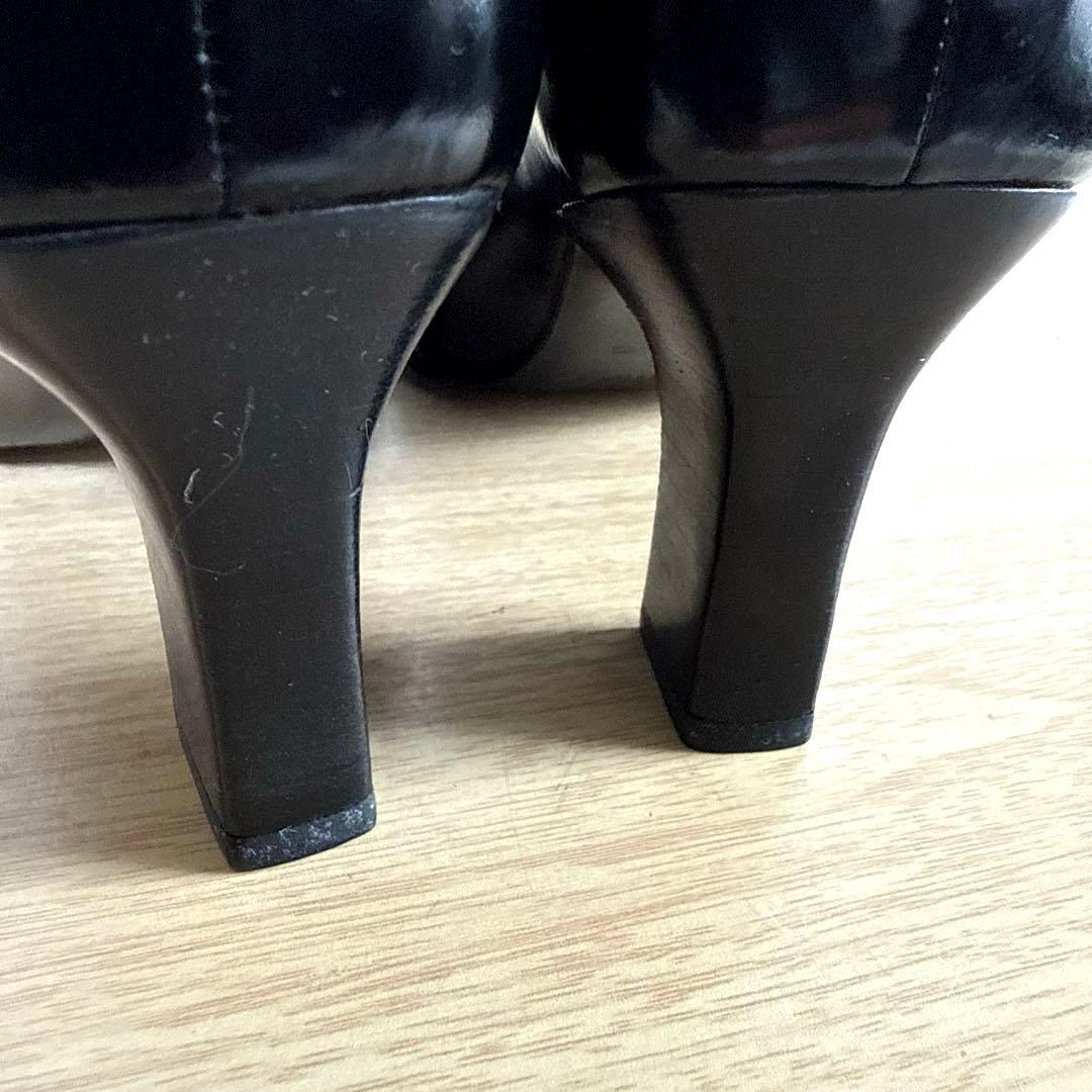 【美品】GUCCI グッチ　パンプス　Gロゴ　エナメル　スクエア　ブラック