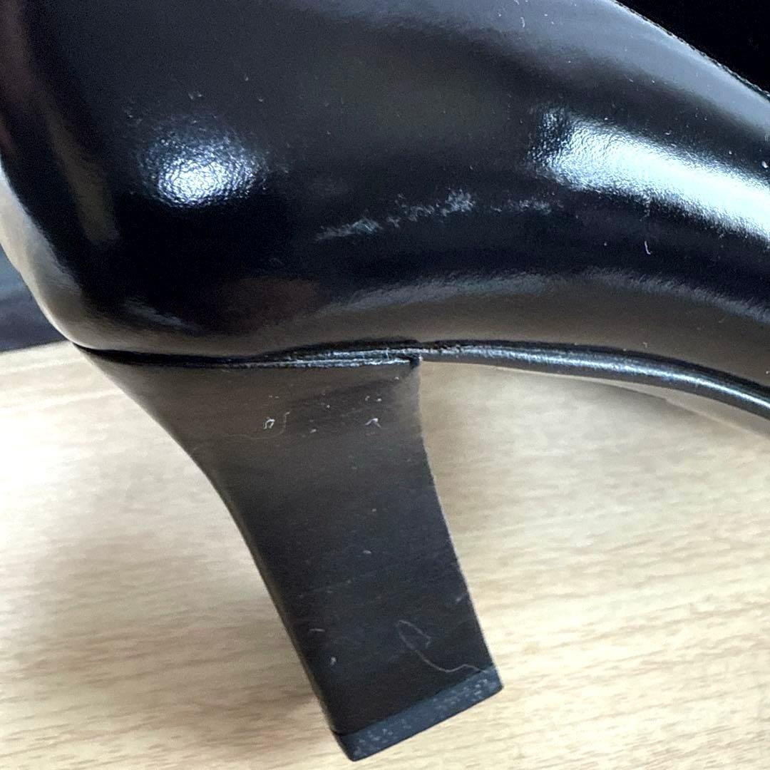 【美品】GUCCI グッチ　パンプス　Gロゴ　エナメル　スクエア　ブラック