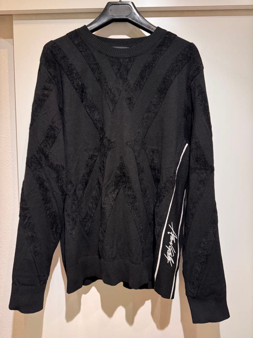 美USED ANEW GOLF メンズ ロゴ起毛デザインニット アニューゴルフ