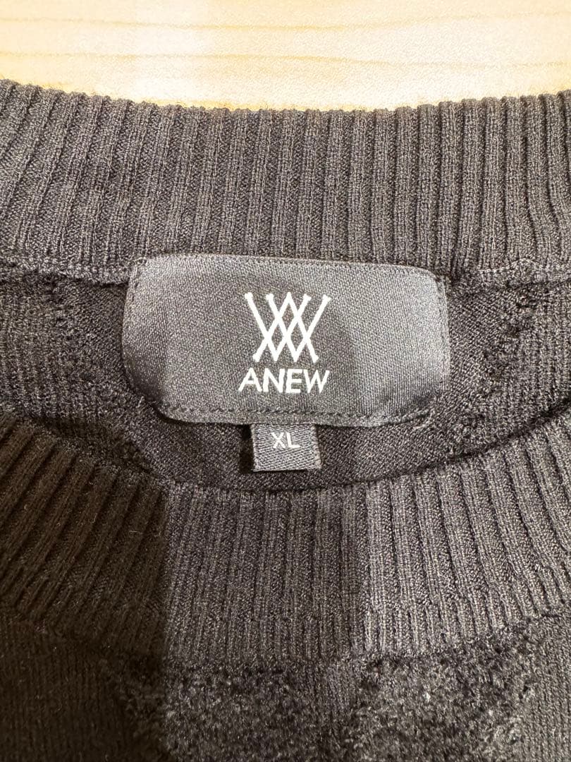 美USED ANEW GOLF メンズ ロゴ起毛デザインニット アニューゴルフ