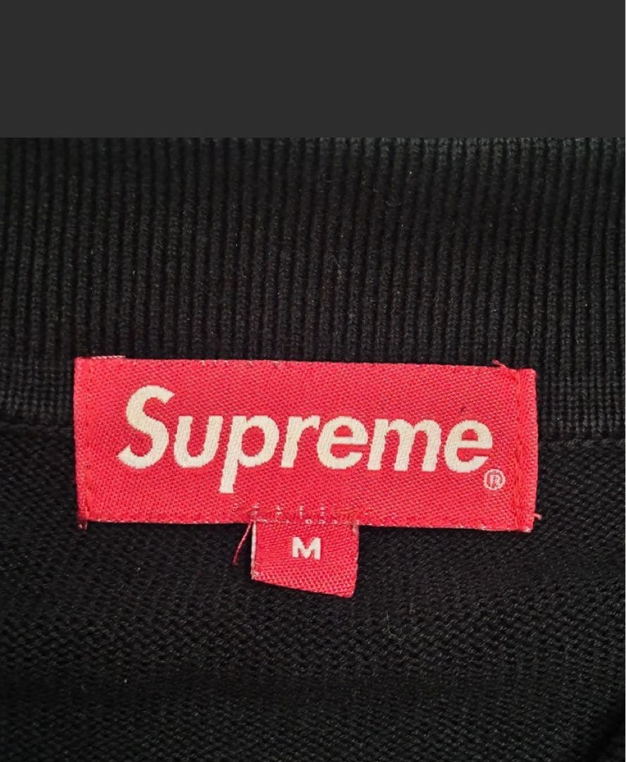 Supreme ブラック ニットポロセーター M