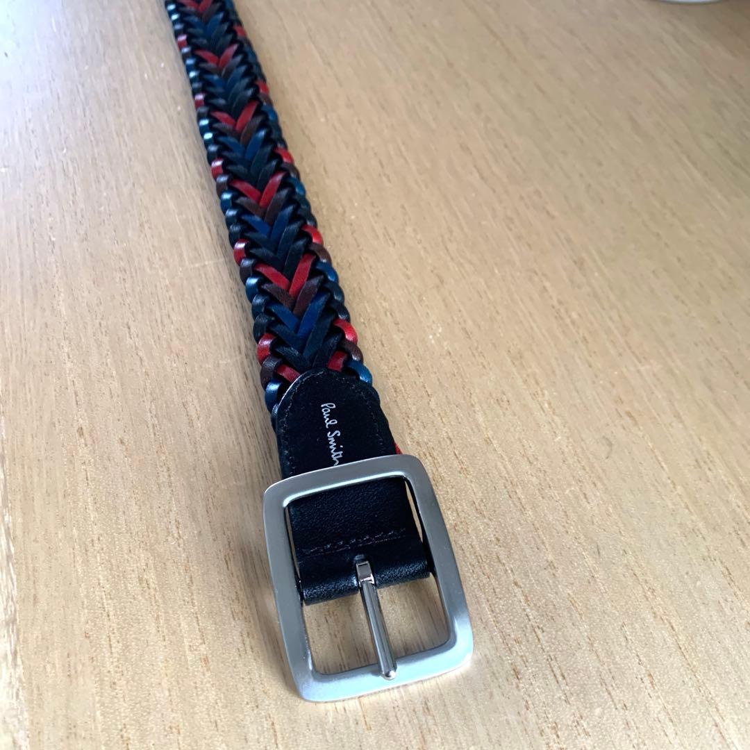 ポールスミス マルチカラー リバーシブル 編み込み レザー メッシュベルト