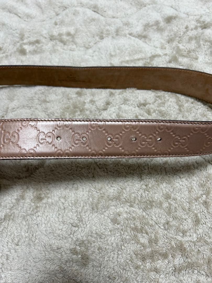 GUCCI ベージュレザー GGパターン ベルト 90cm