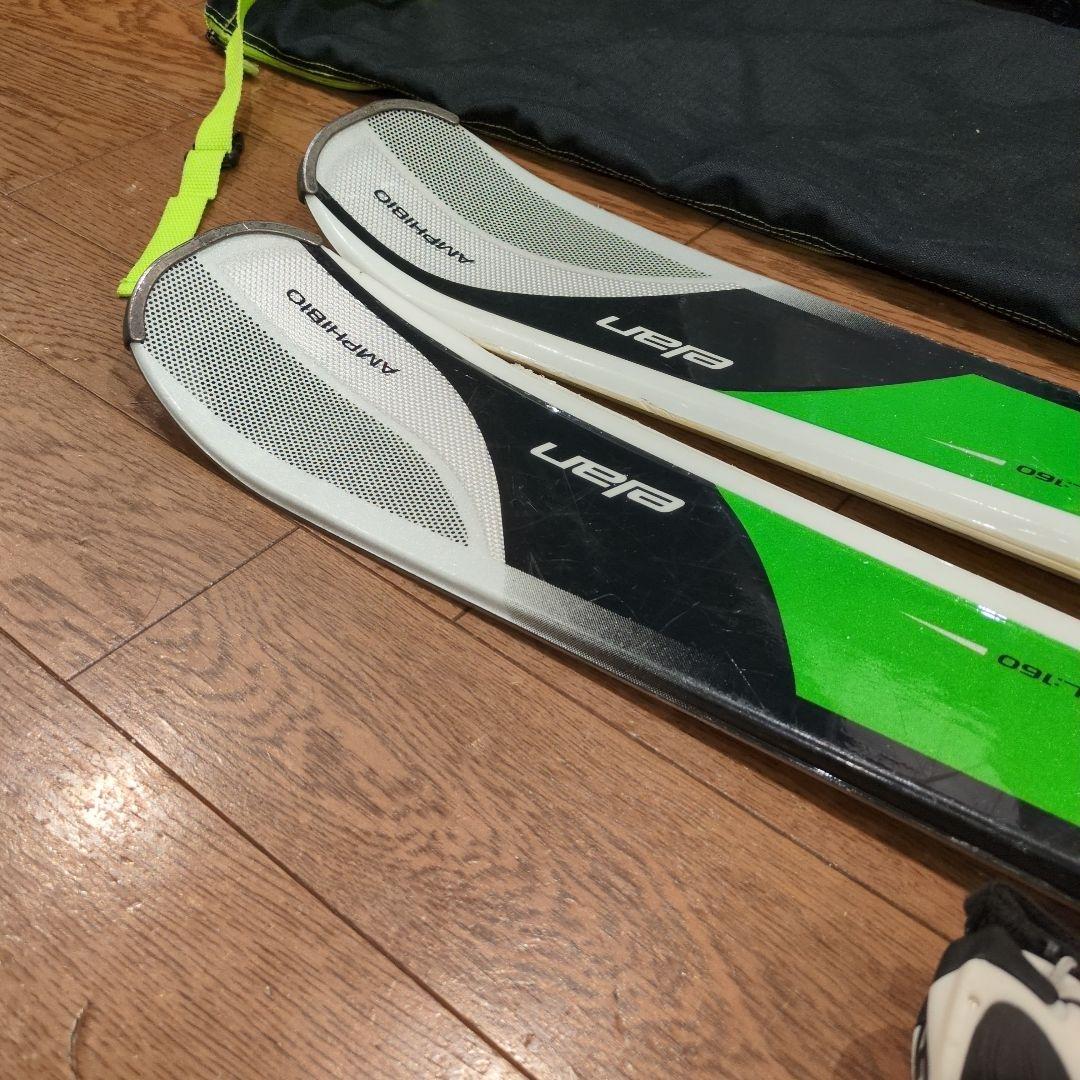 elan AMPHIBIO 10 160cmスキー LEKIストック、カバー付