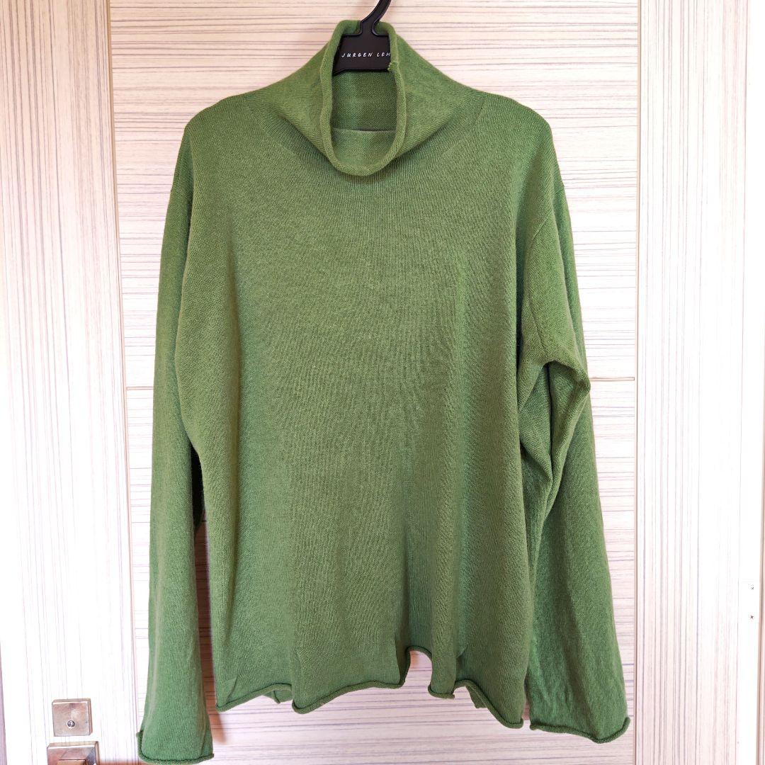 ヨーガンレール　グリーン　プルオーバーニット　ゆったり　アンゴラ混　ババグーリ