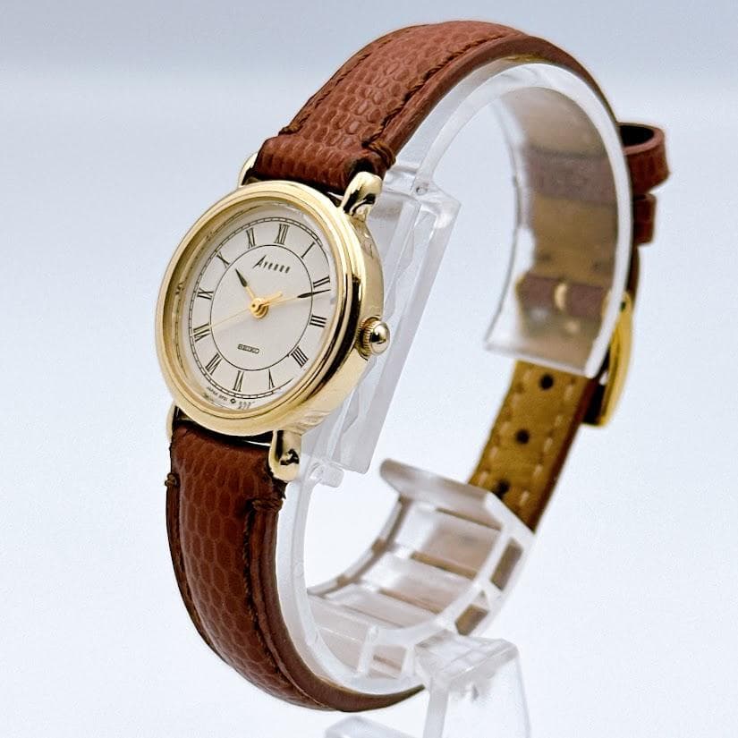 美品 セイコー アベニュー レディース腕時計 クォーツ ゴールド 茶色 動作良好