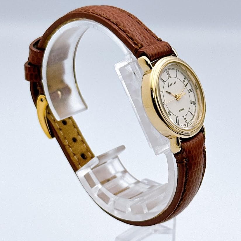 美品 セイコー アベニュー レディース腕時計 クォーツ ゴールド 茶色 動作良好