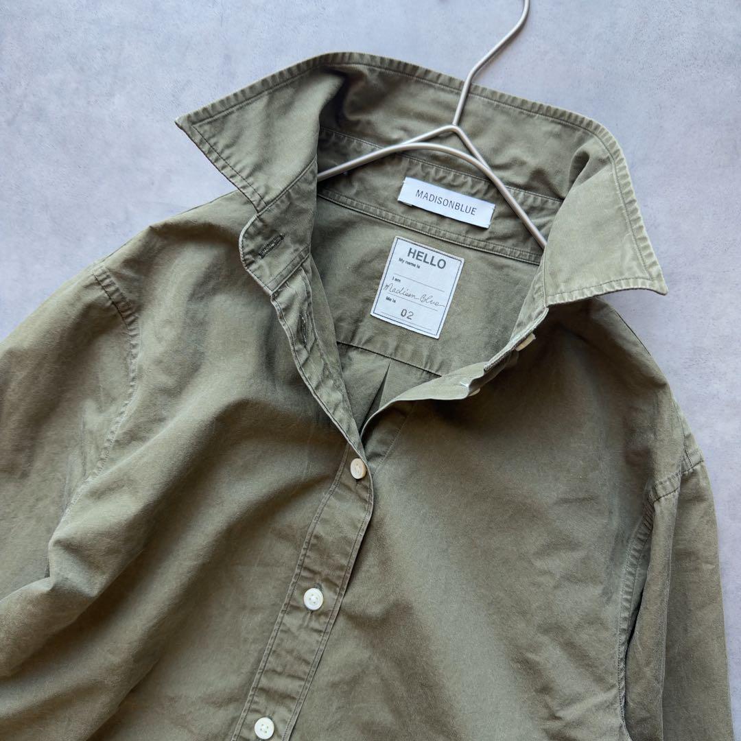【MADISONBLUE】マダムシャツ ウォッシュドアウト カーキ コットン02