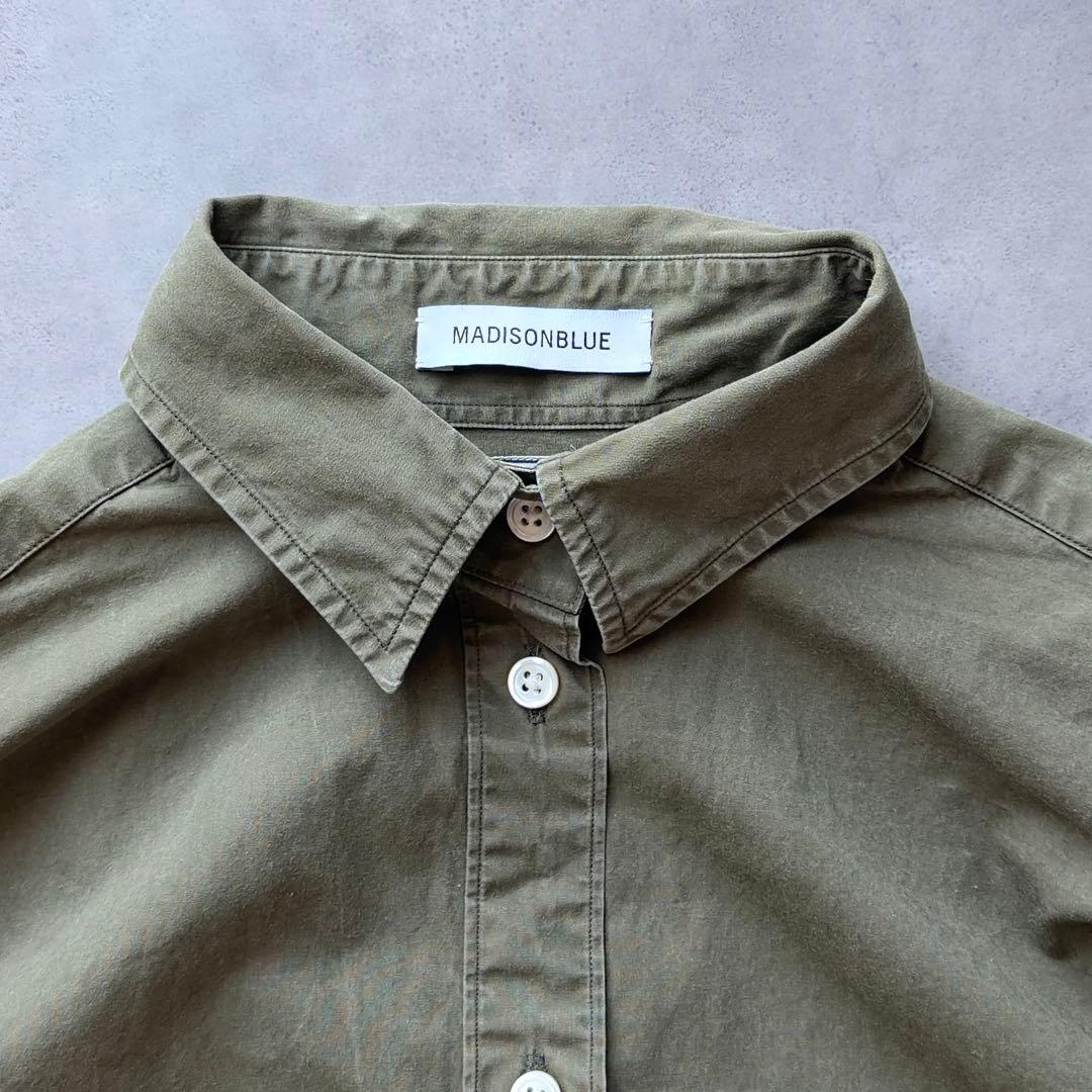 【MADISONBLUE】マダムシャツ ウォッシュドアウト カーキ コットン02