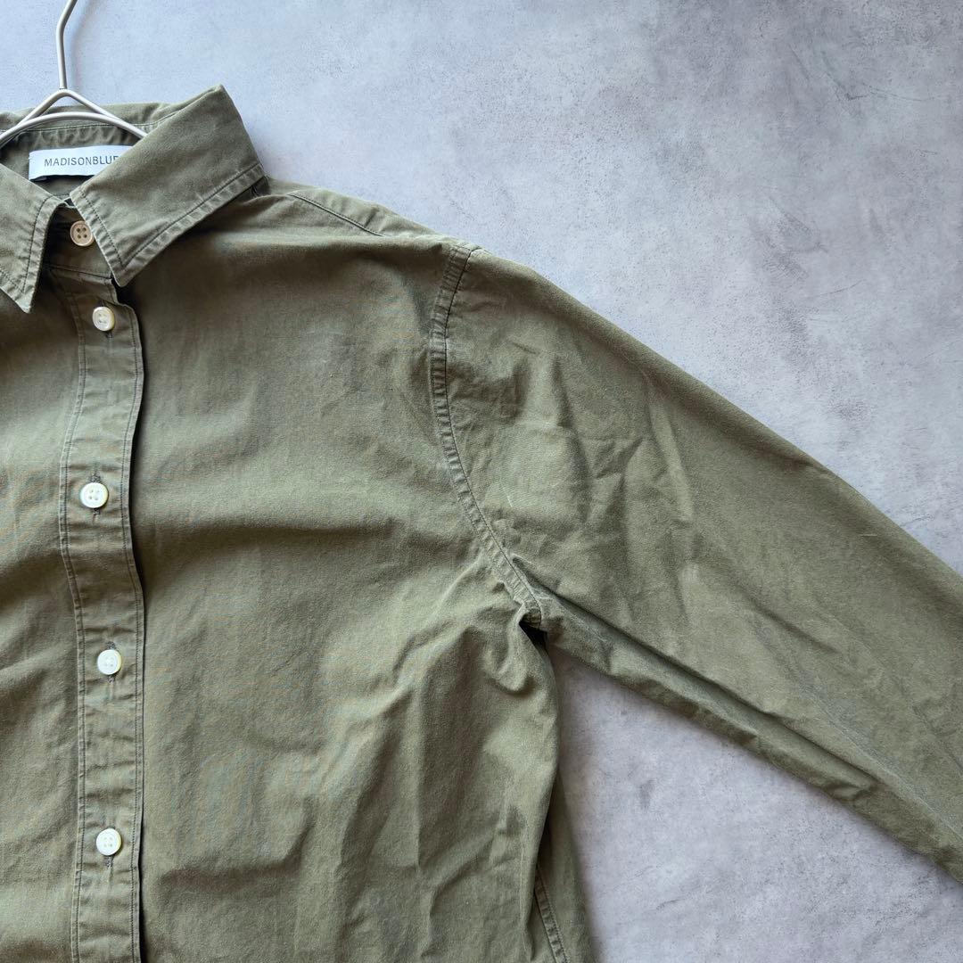 【MADISONBLUE】マダムシャツ ウォッシュドアウト カーキ コットン02