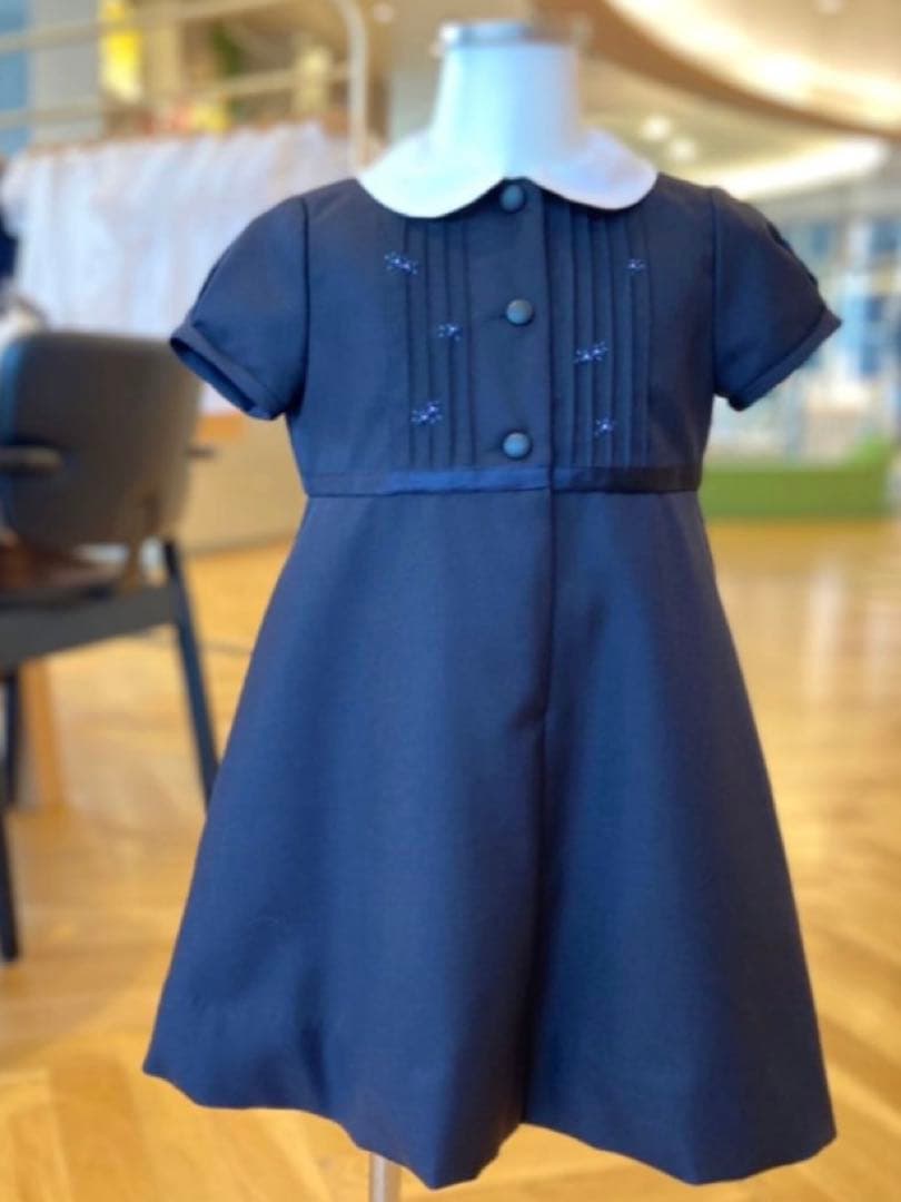 Familiar ファミリア襟付きワンピース　90cm ネイビー　お受験
