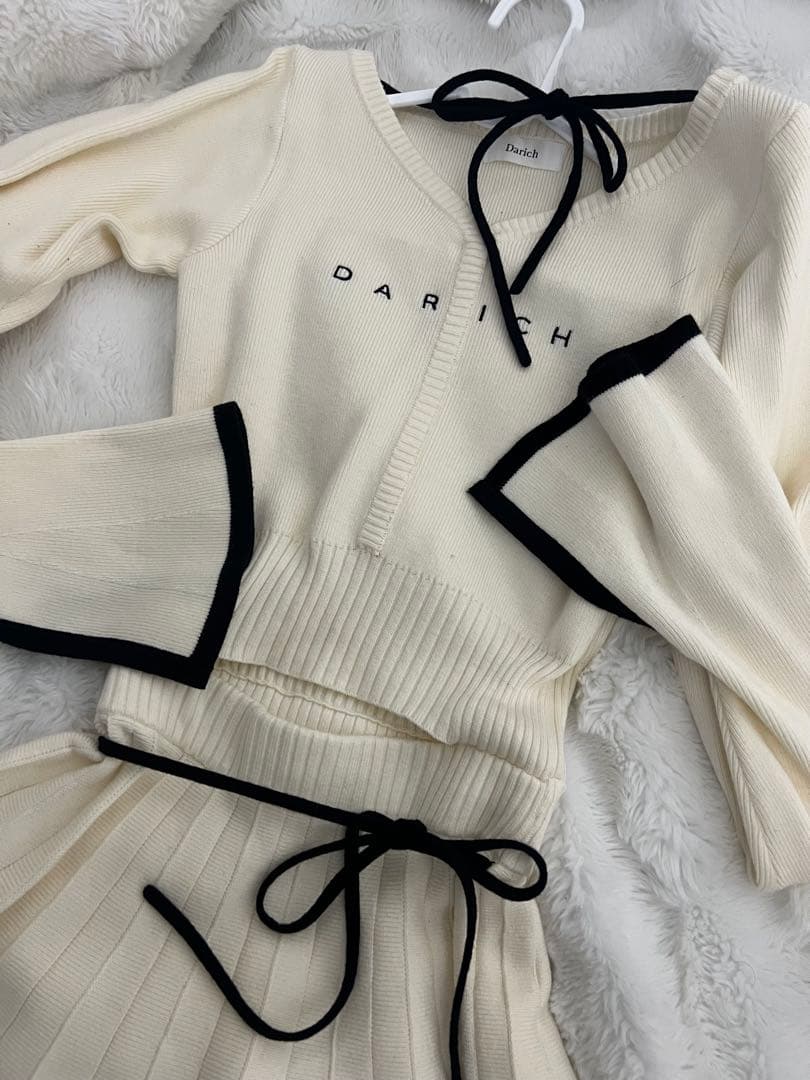 【Darich】ウエストオープンリボンデザインニットミニワンピース FL