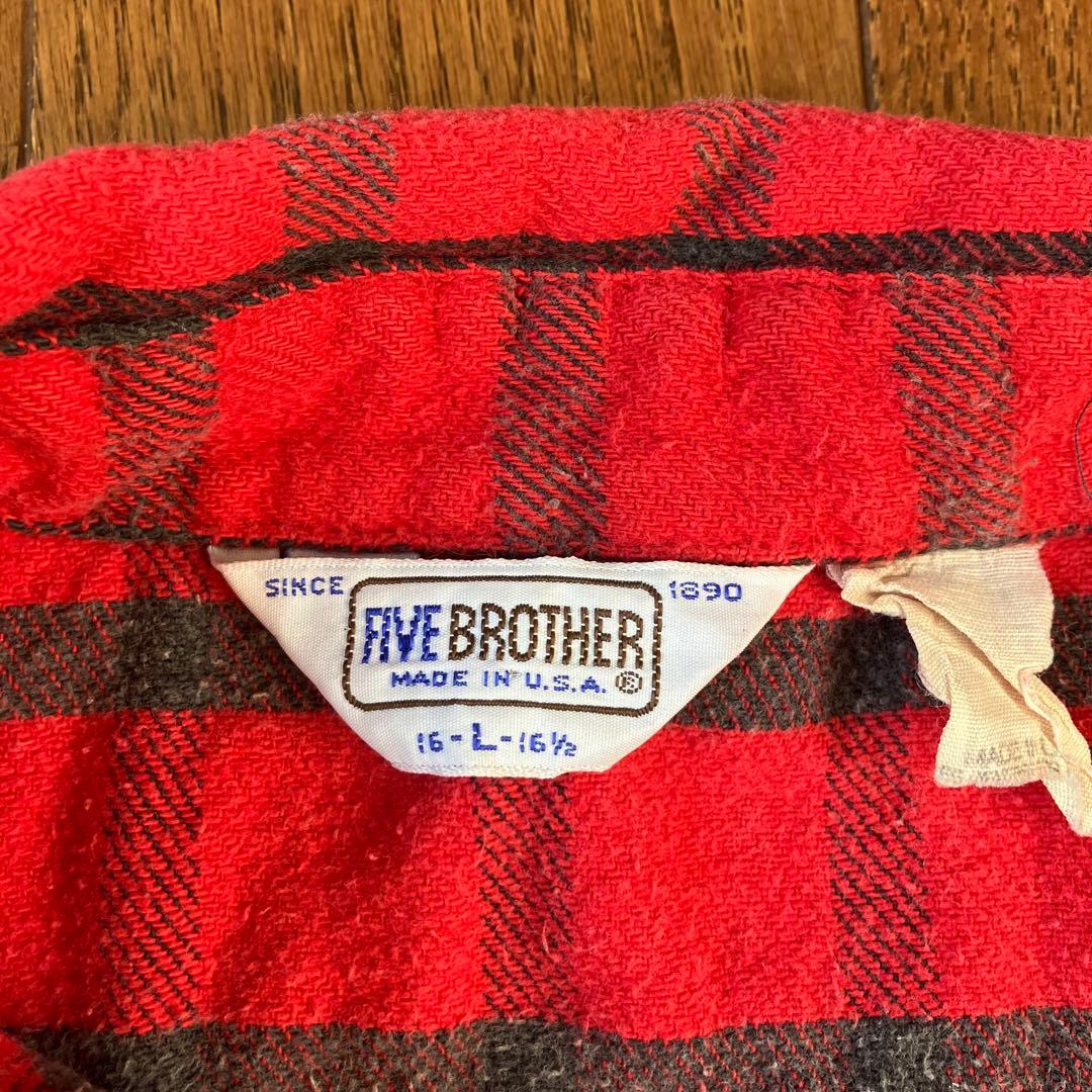 好配色◎ 70s FIVE BROTHER Flannel Shirt USA製