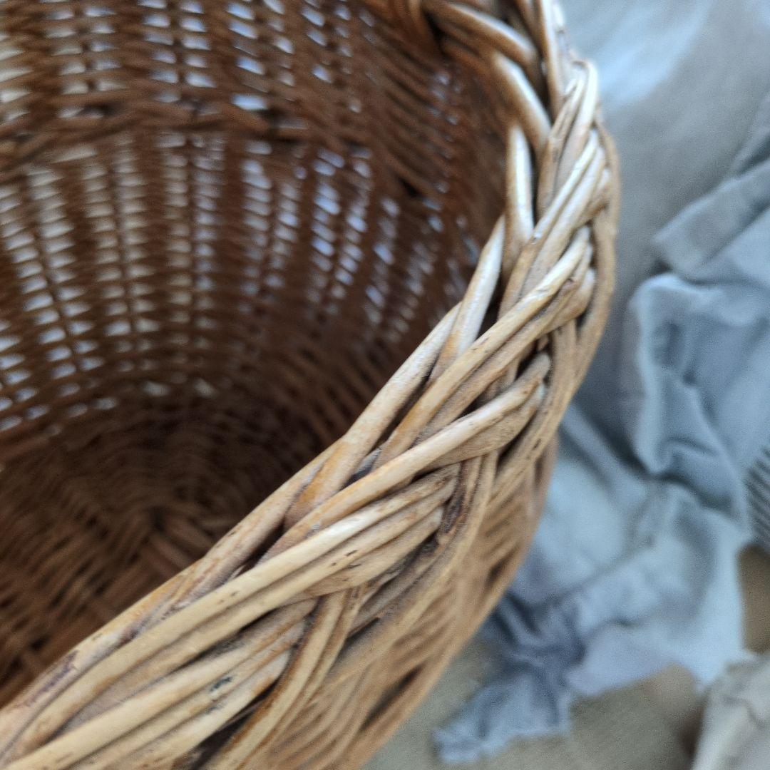 フランス　アンティーク　大きめ　パニエ　バスケット　籠　ブロカント雅姫