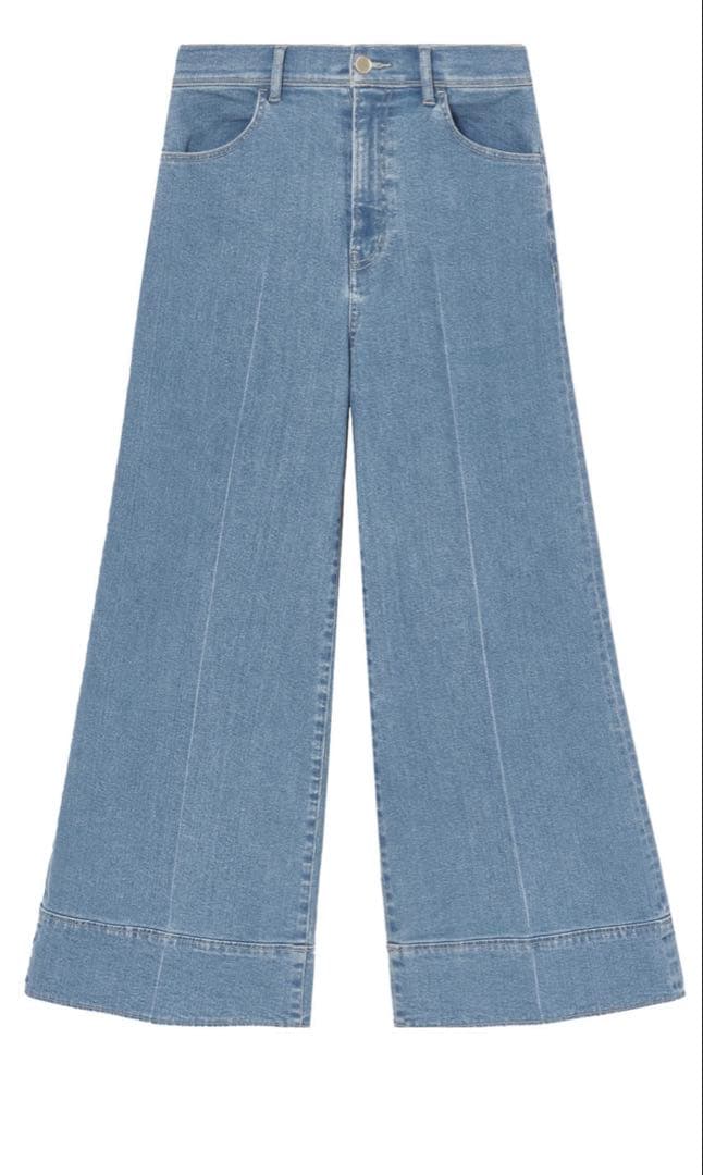 【ANAYI】ストレッチデニムワイドパンツ34サイズ　（手洗い可）