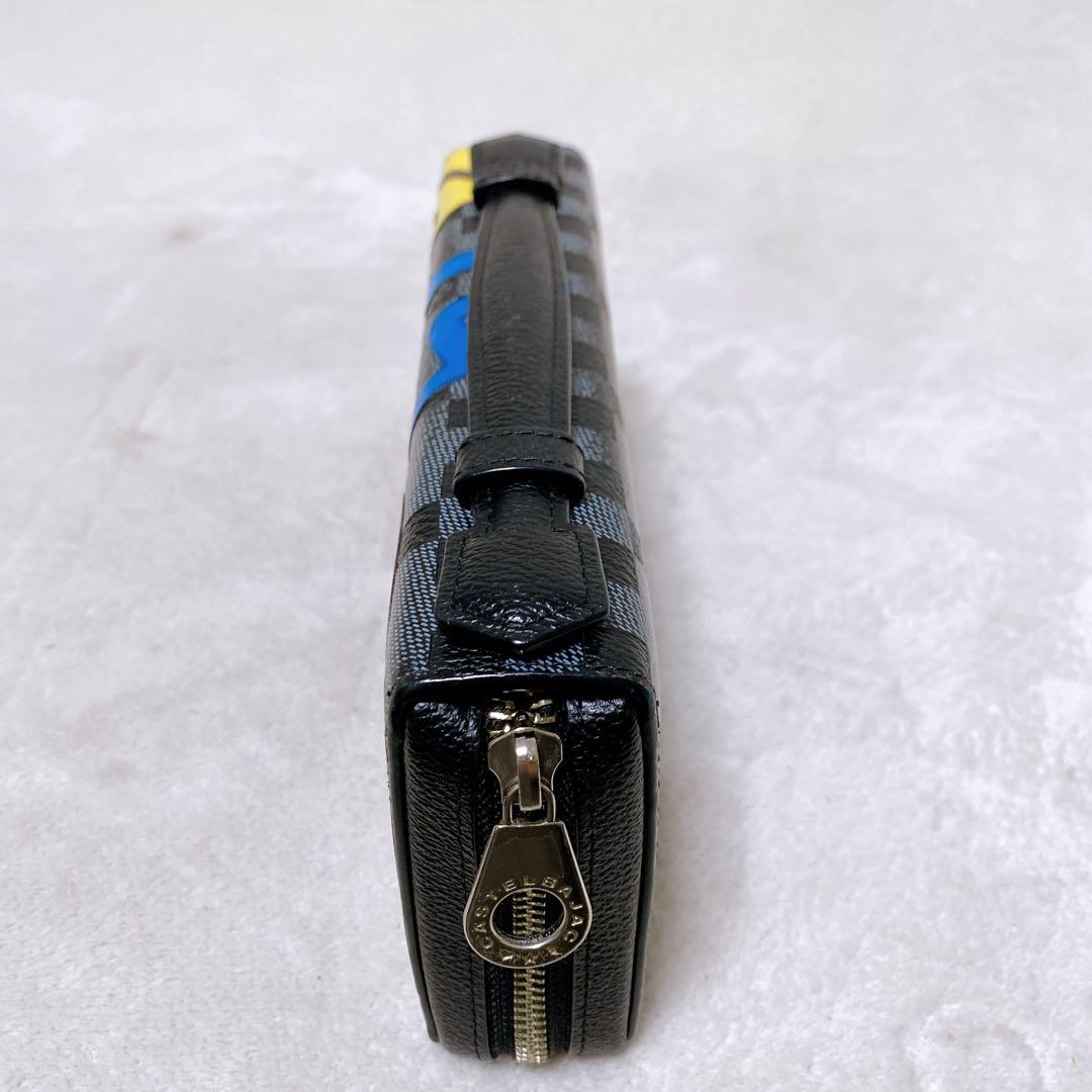 美品　カステルバジャック　オーガナイザー　長財布　ラウンドジップ　ブラック　総柄