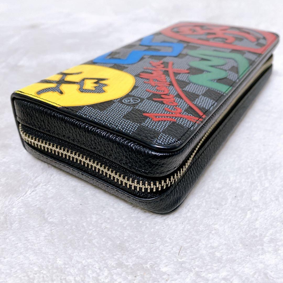 美品　カステルバジャック　オーガナイザー　長財布　ラウンドジップ　ブラック　総柄