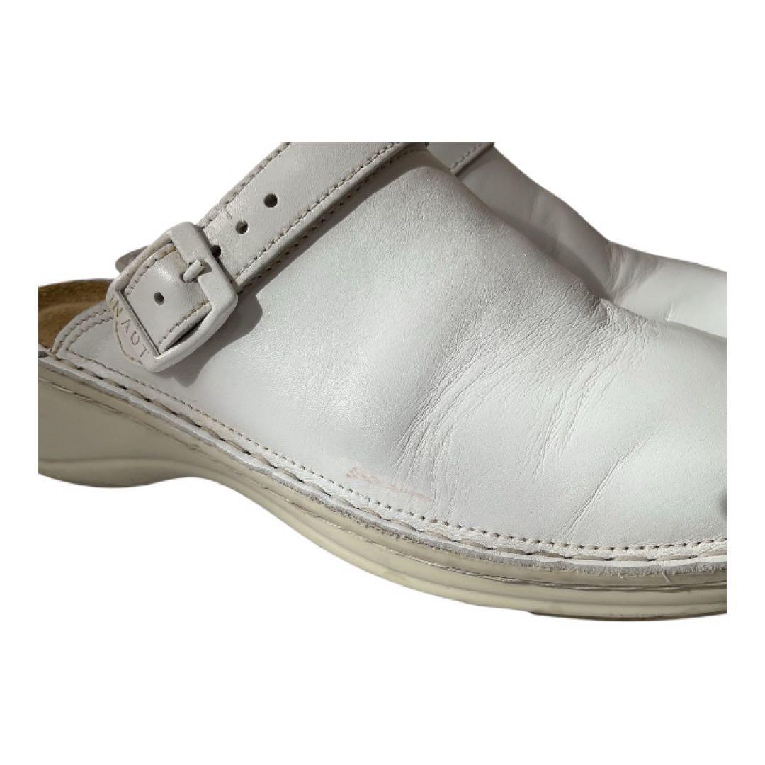訳アリ NAOT IRIS サボサンダル ホワイト レザー ナオトアイリス 38