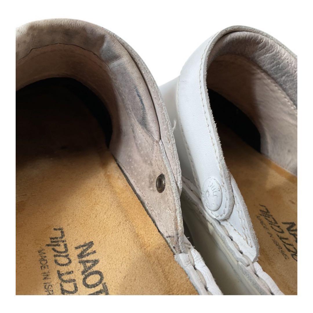 訳アリ NAOT IRIS サボサンダル ホワイト レザー ナオトアイリス 38