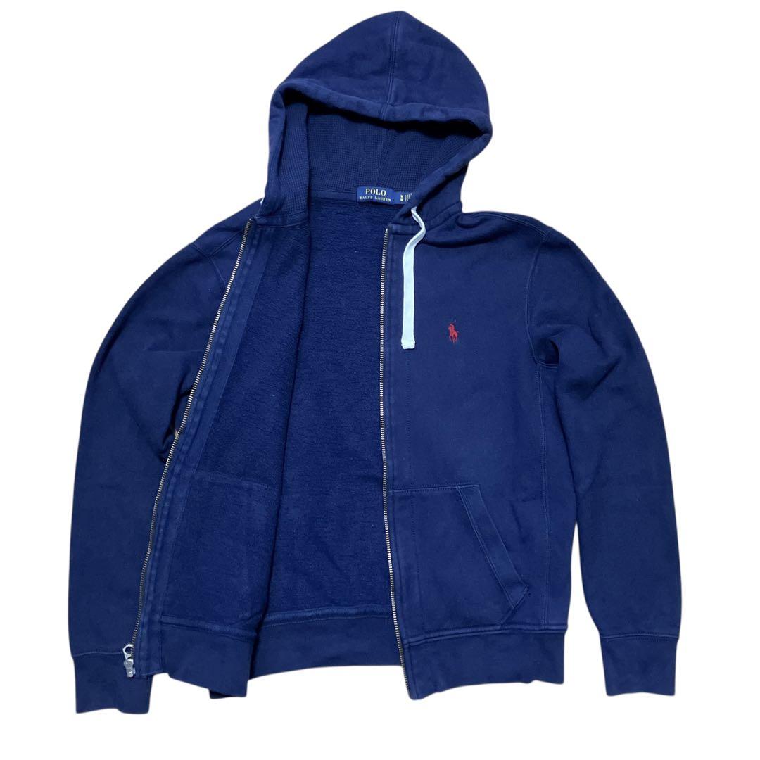 POLO ポロ ラルフローレン ポニー刺繍 ジップアップパーカー ネイビー L
