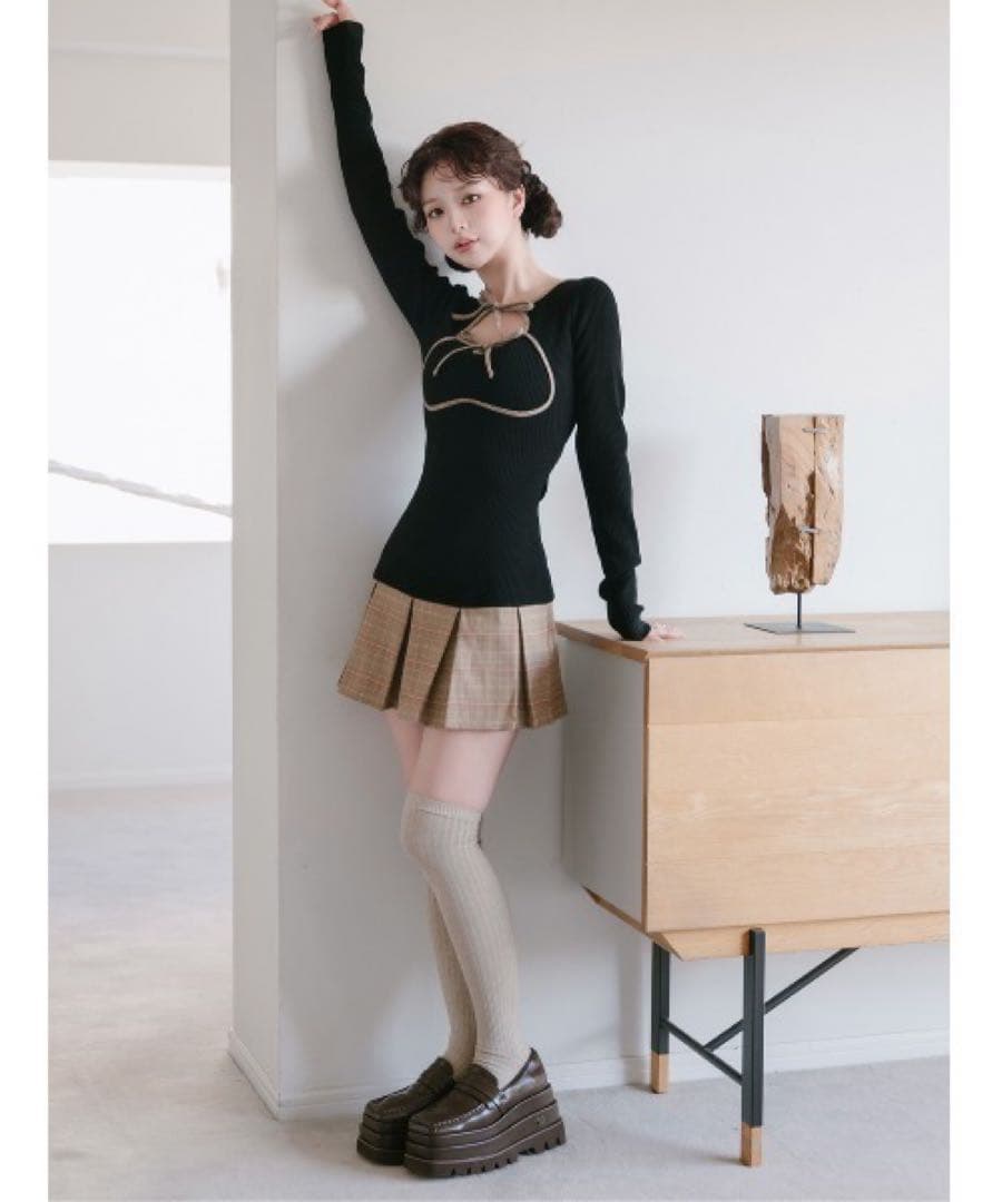 新品 Darich ダーリッチ ポイントチェックニットミニワンピース