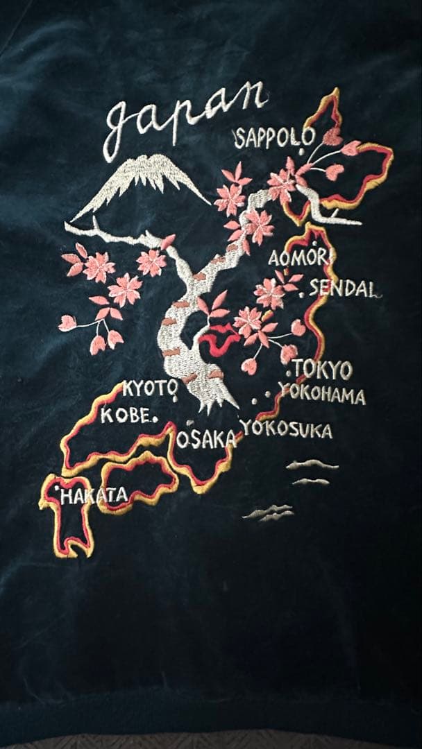 別珍 ベロア 刺繍 短丈 スカジャン リバーシブルMA-1 鷹 龍 90's