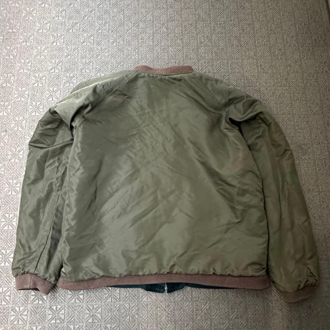 別珍 ベロア 刺繍 短丈 スカジャン リバーシブルMA-1 鷹 龍 90's