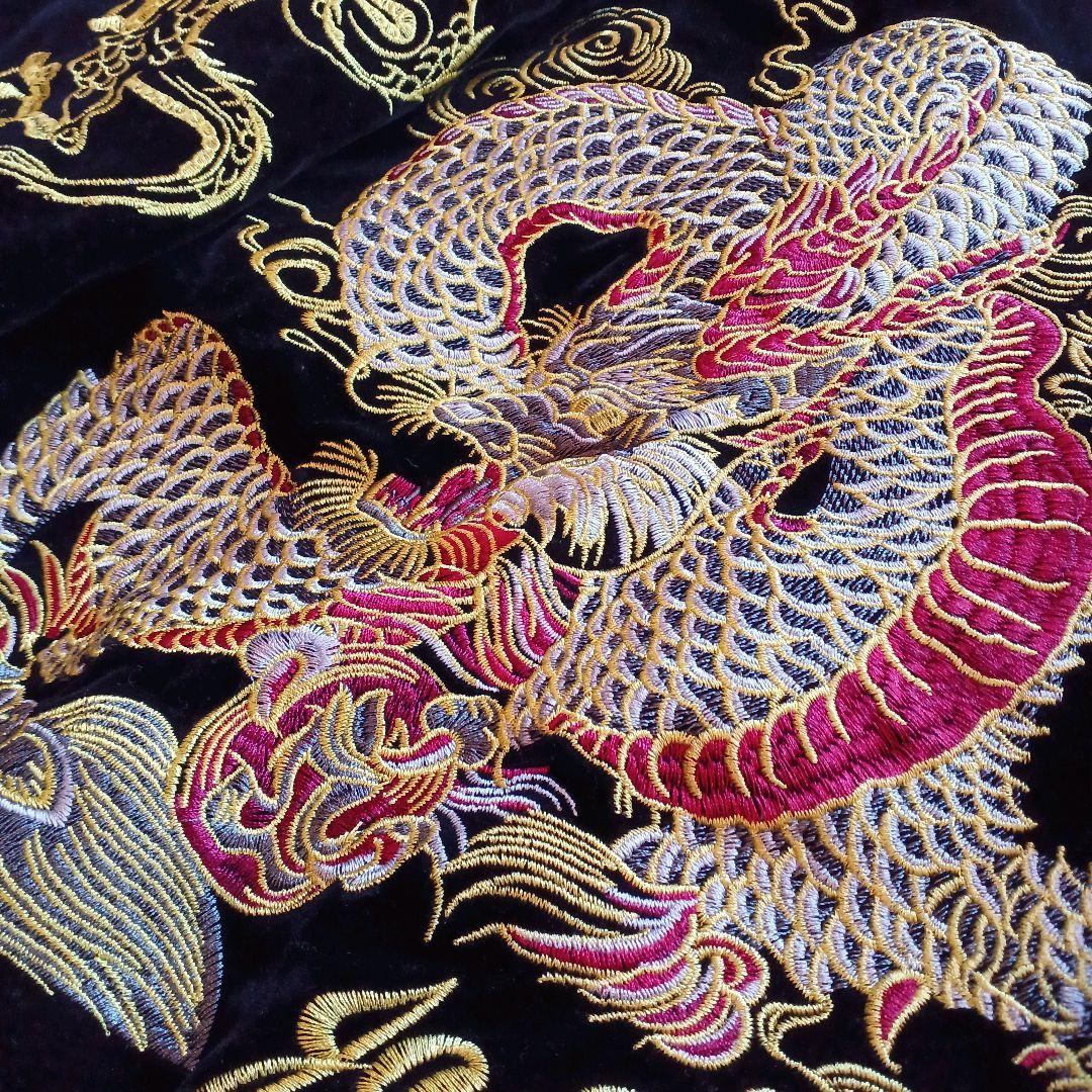 極美品90S別珍日本限定スカジャンビンテージ龍刺繍ベロアLサイズ