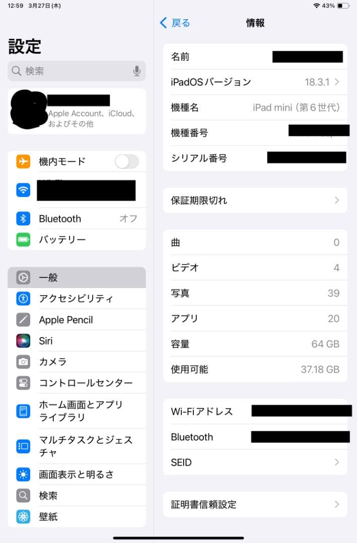 【美品 / バッテリー100%】iPad mini 6 64GB スターライト