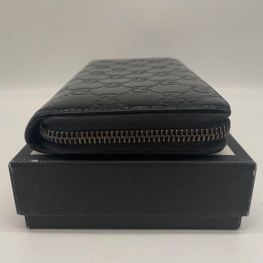 極美品 付属品完備 ✨ GUCCI GG シマ 長財布 ラウンドジップ 黒