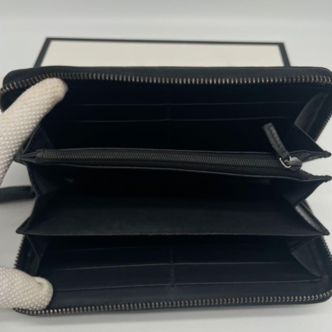 極美品 付属品完備 ✨ GUCCI GG シマ 長財布 ラウンドジップ 黒
