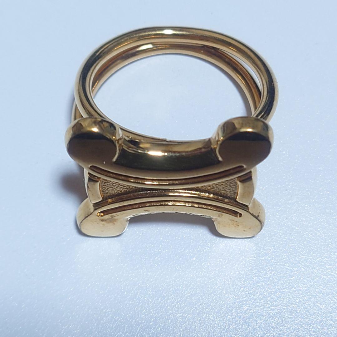 極美品 セリーヌ スカーフリング トリオンフ ゴールド HH1