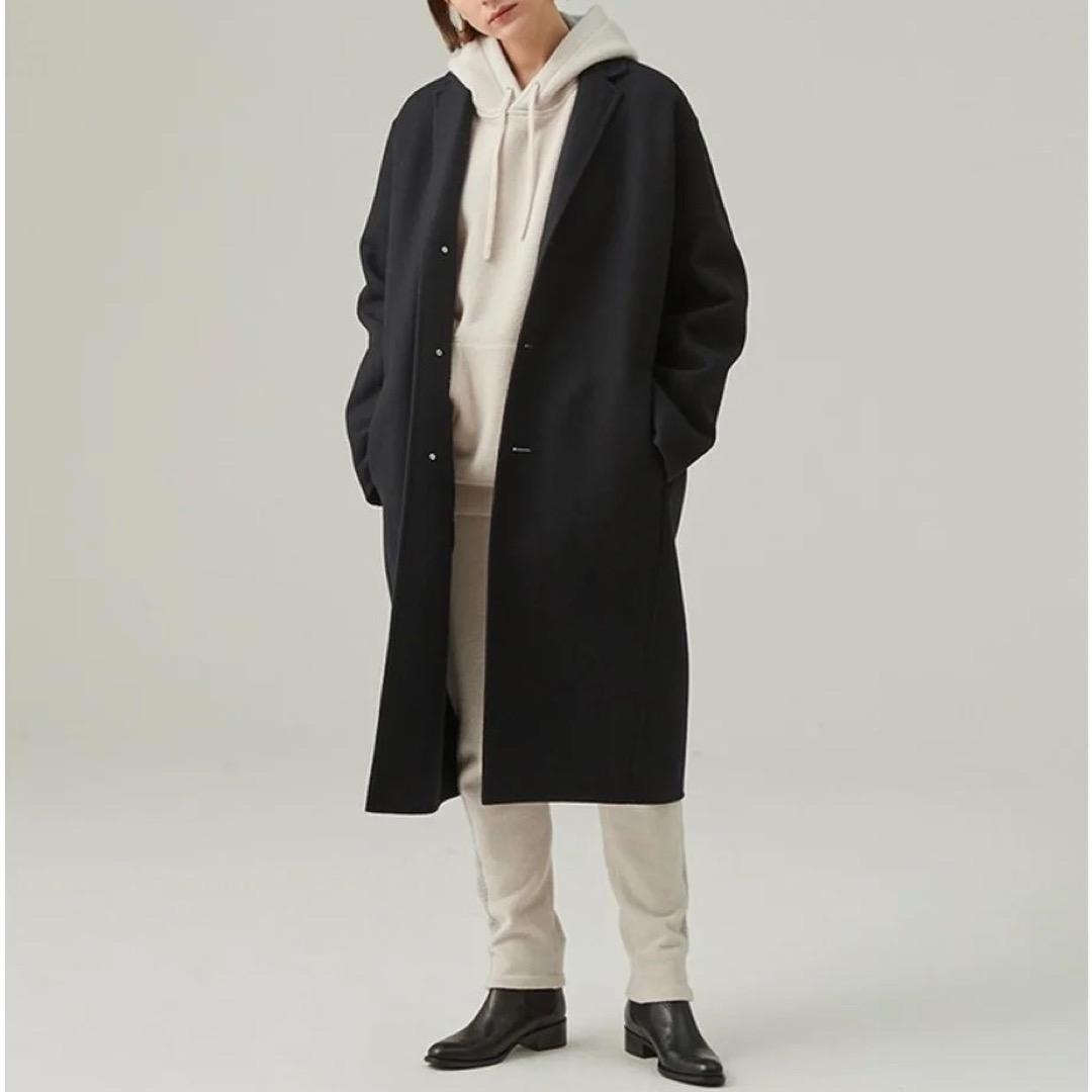 GALERIE VIE ウールカシミヤライトメルトン チェスターコート ネイビー