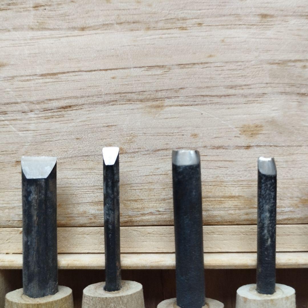 彫勝 高級 彫刻刀 安来青紙 鋼付 本職用 桐箱 7本組