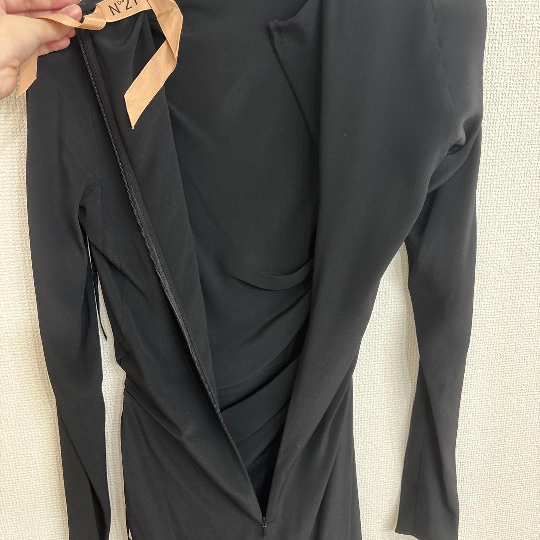 36 N°21 黒　ブラック　肩紐　パーティ　ロングドレス