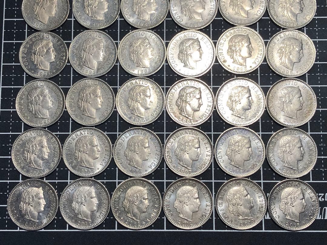 4005【スイス】1955-2015年20サンチーム　硬貨　年号別揃い　57枚