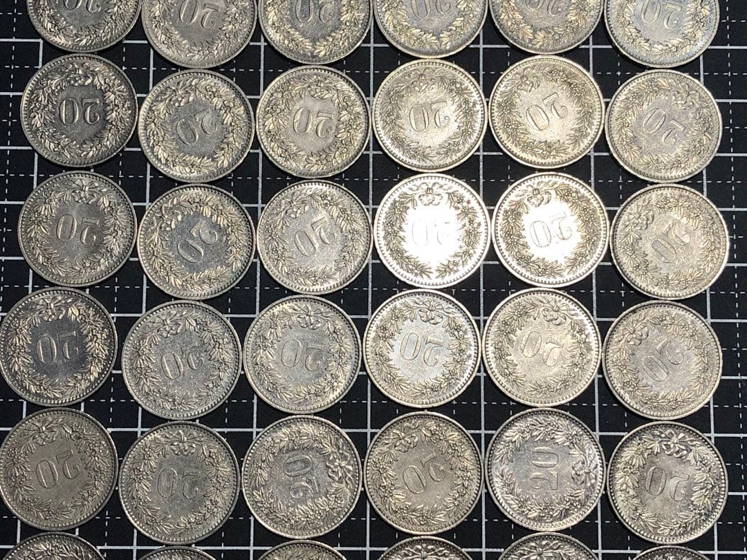 4005【スイス】1955-2015年20サンチーム　硬貨　年号別揃い　57枚