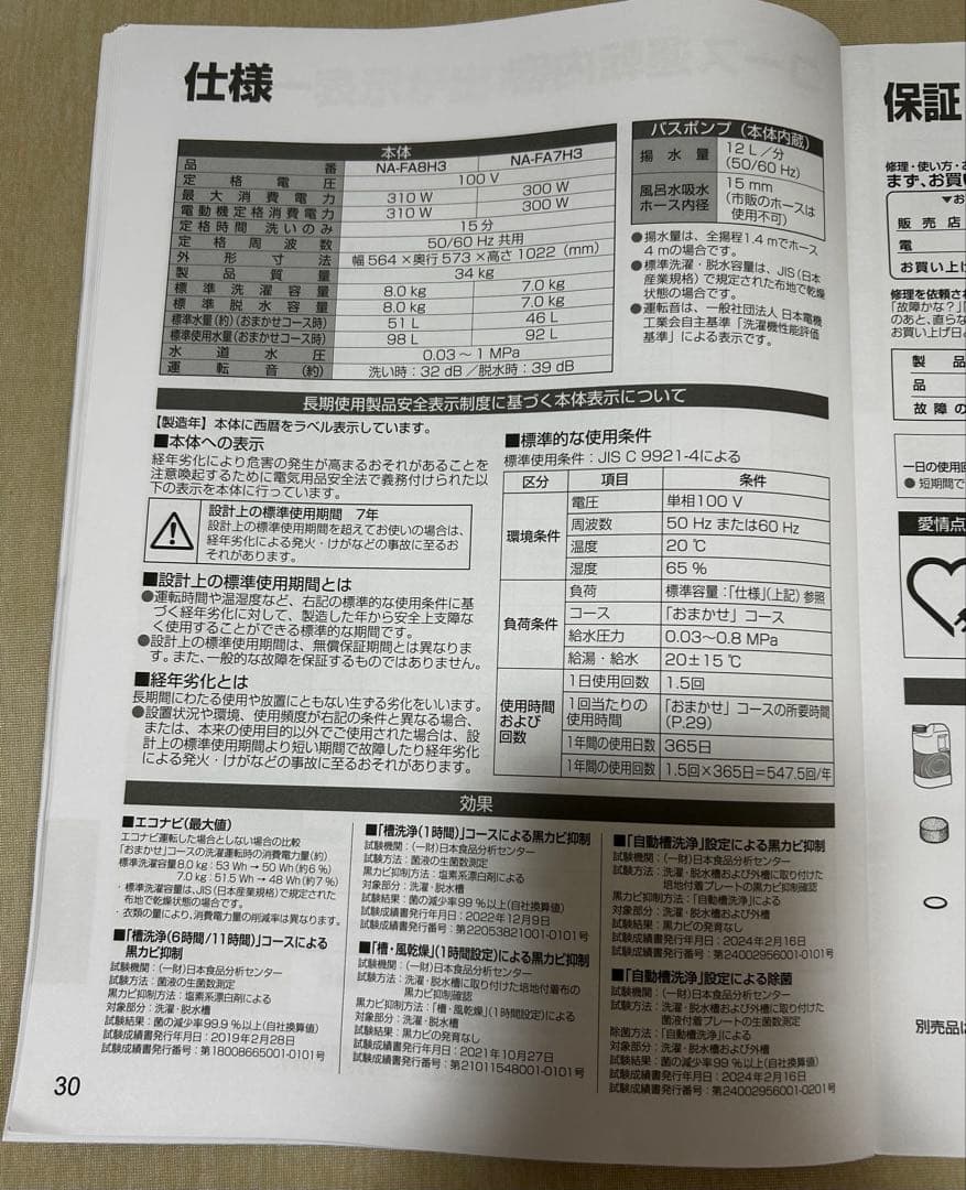 【う○こ】Panasonic縦型洗濯機8kg 2024年製