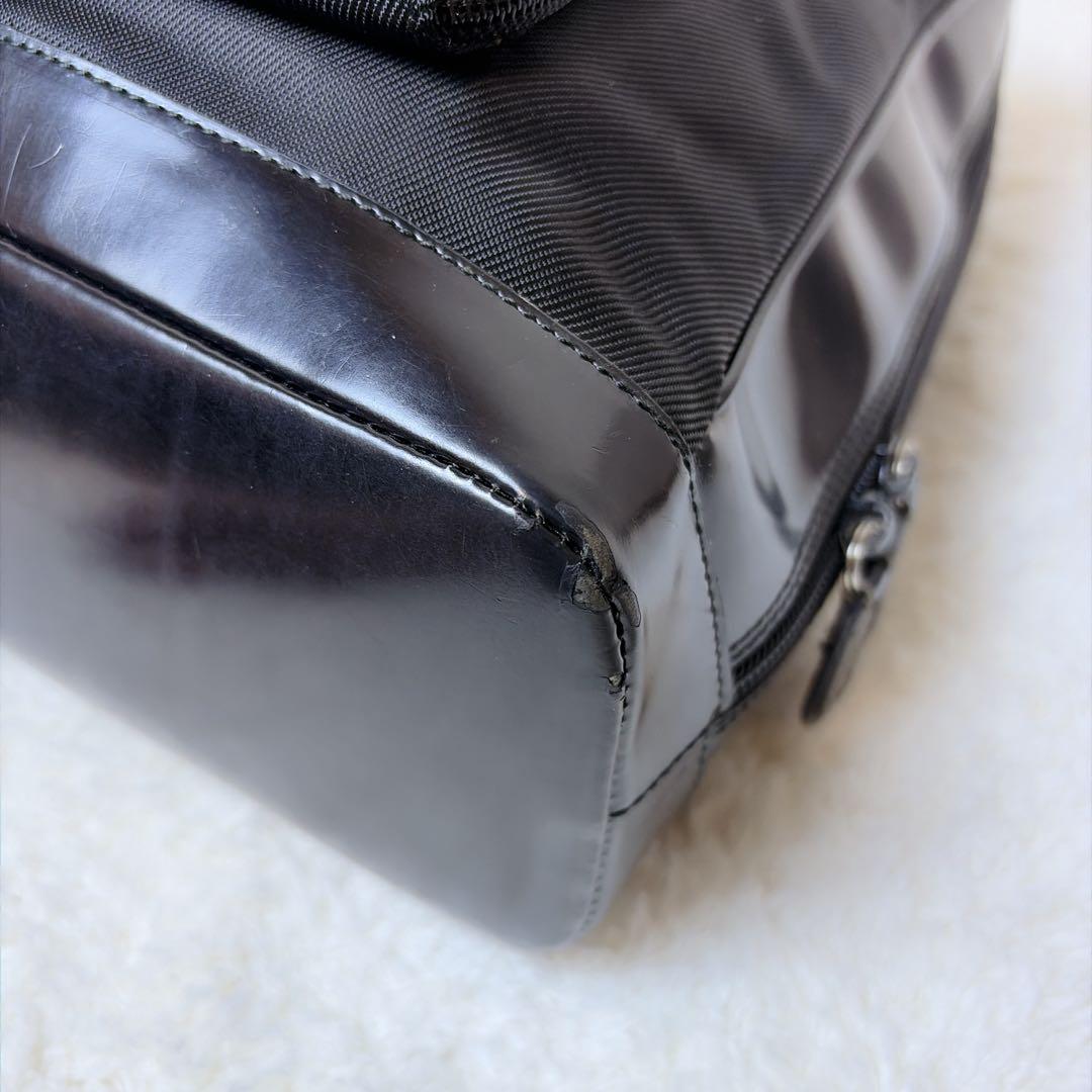 GUCCI 2way スリング ショルダーバッグ バンブー エナメル ブラック