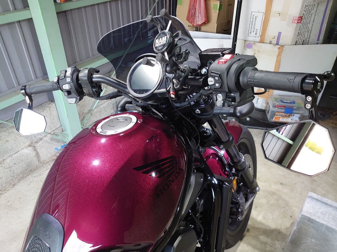 ハイサイダーバーエンドミラー ステルスX5 ＋レブル1100用アダプターセット