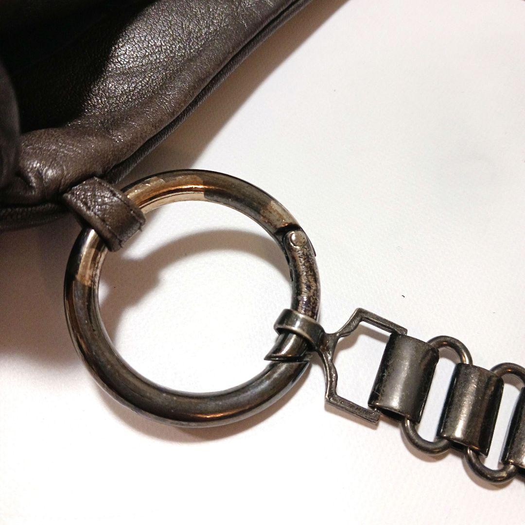 最終値下げ！ジャマンピエッシュビーズ装飾付きグレーショルダーバッグ（専用袋付！）