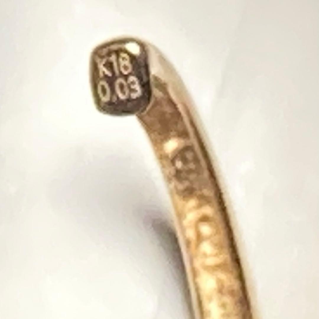 K18PG ダイヤモンド 0.03 フープ 中折れ イヤリング イヤーカフ