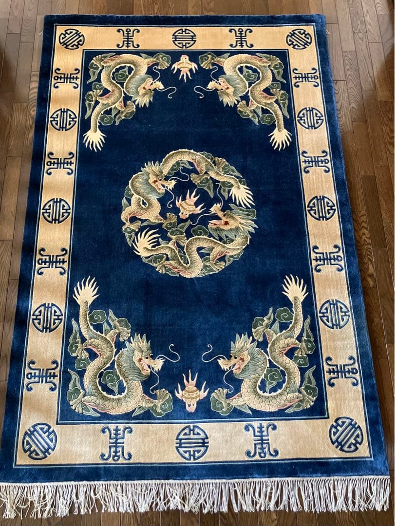 中国シルク100%段通: 120段手織り、186cm✖️122cm絨毯、カーペット