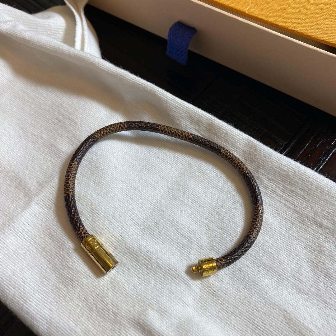 ルイヴィトンブラウンレザースネークスキン風ブレスレット