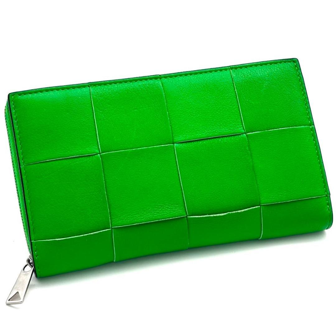 【最高級美品】ボッテガヴェネタ カセット グリーン 長財布 ジッピーウォレット