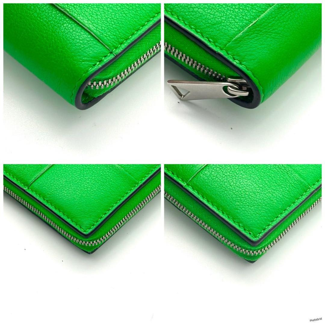 【最高級美品】ボッテガヴェネタ カセット グリーン 長財布 ジッピーウォレット