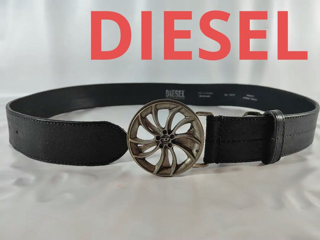 【極美品】DIESEL ディーゼル 艶黒本革　高級イタリアンレザーベルト　正規品