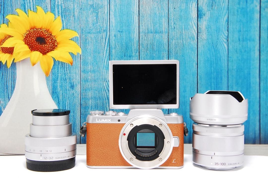 美品 LUMIX DMC-GF7 ブラウン ダブルレンズキット 一眼658回